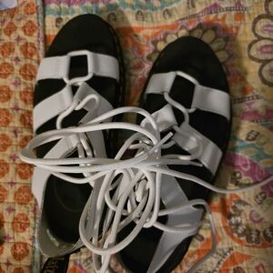 Dr. Martens Black and White Strappy Sandals
